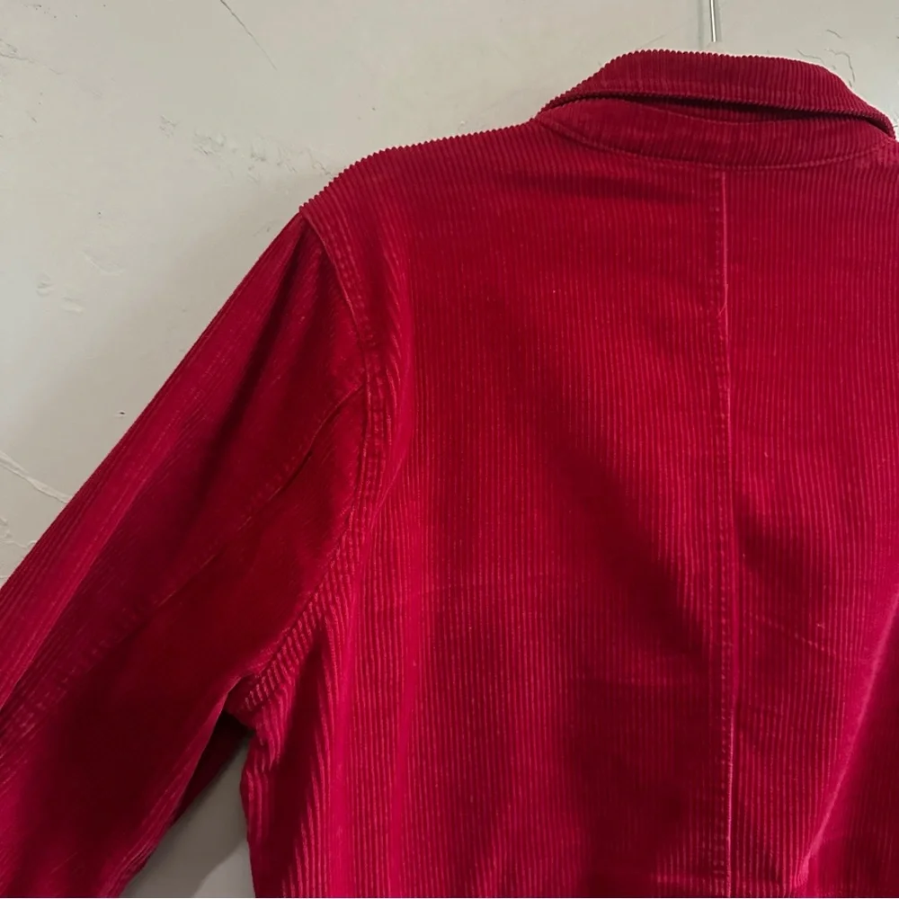 Vintage Christopher & Banks Red Wide-Wale Corduroy Jacket Cottagecore Chore Coat